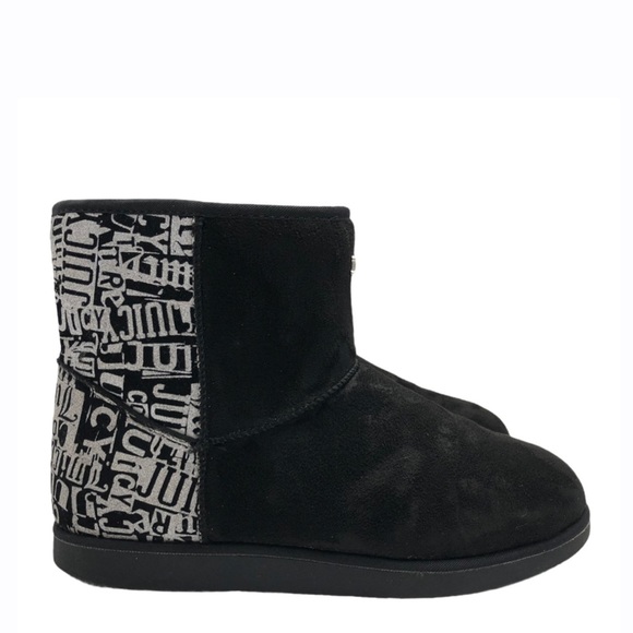 Juicy Couture Black Graffiti Ankle Boots Women’s Size 8 - Picture 1 of 9